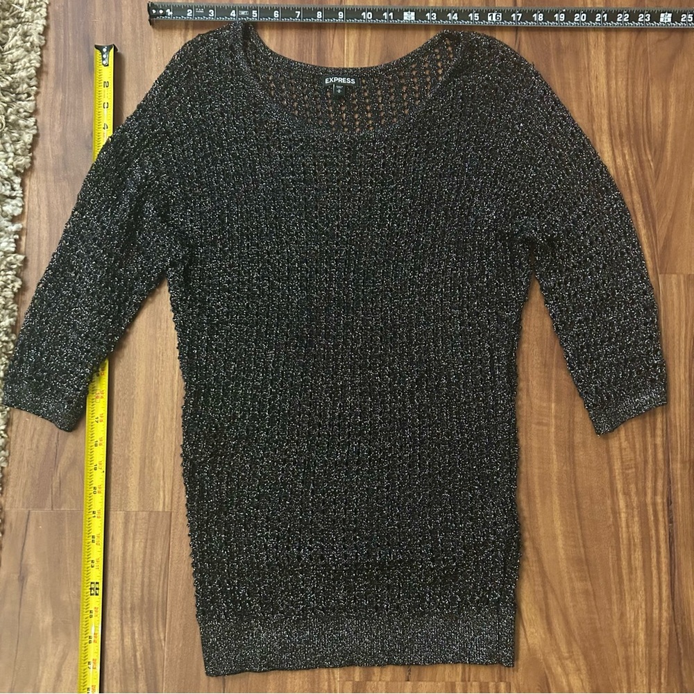 Express Shimmer Metallic Black & Silver Women's Sweater